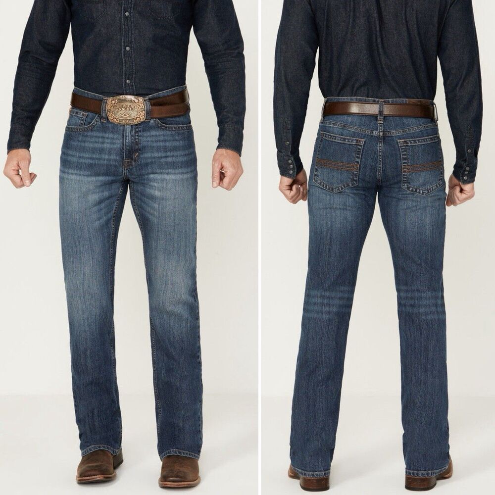 Cody James Men's Wolfstooth Wash Duke Relaxed Bootcut Stretch Denim Jeans 33x36